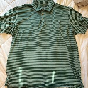 Peter Millar Men's Polo with Green and Black Stripes